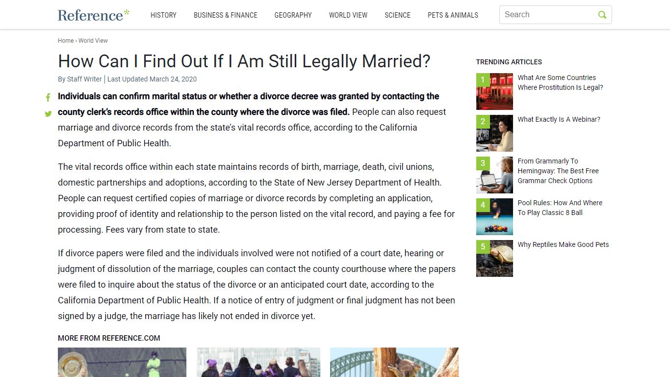 How Can I Find Out If I Am Still Legally Married? - Reference.com